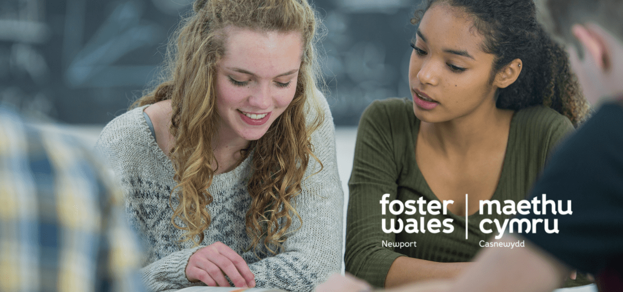 foster wales hero image of two young girls studying