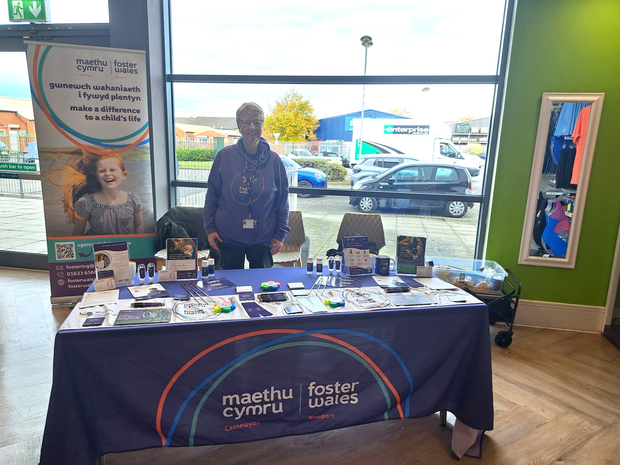 Foster wales staff at a stall in Bannatyne's Newport